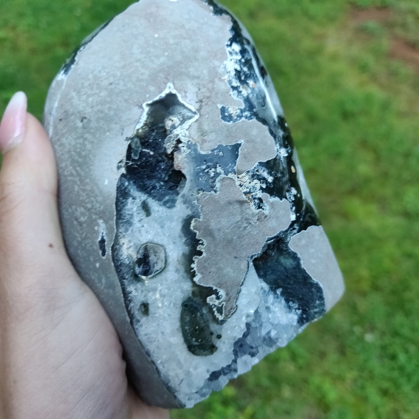 Amethyst Geode Free Form with Calcite Inclusions, Polished (#6) - Simply Affinity