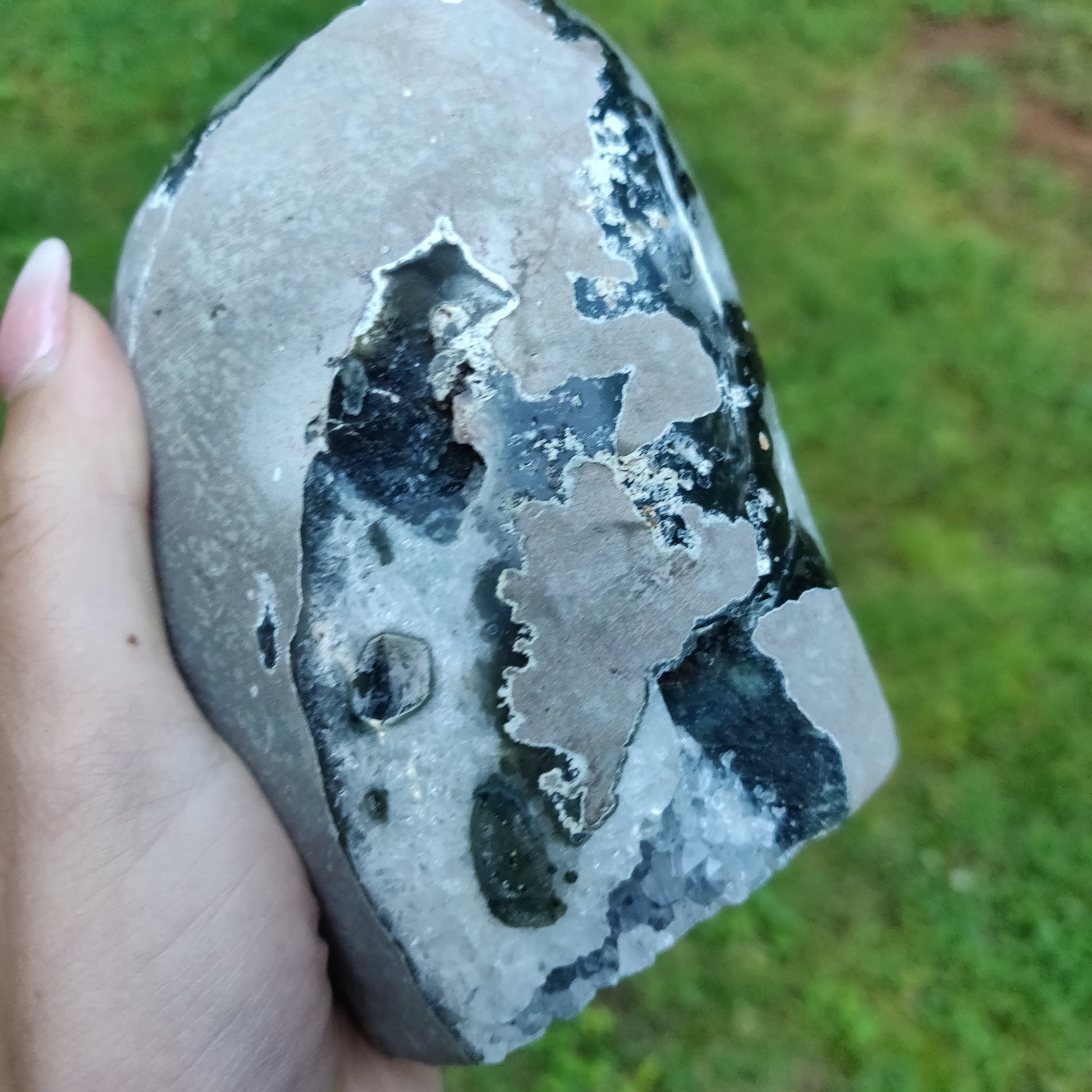 Amethyst Geode Free Form with Calcite Inclusions, Polished (#6) - Simply Affinity