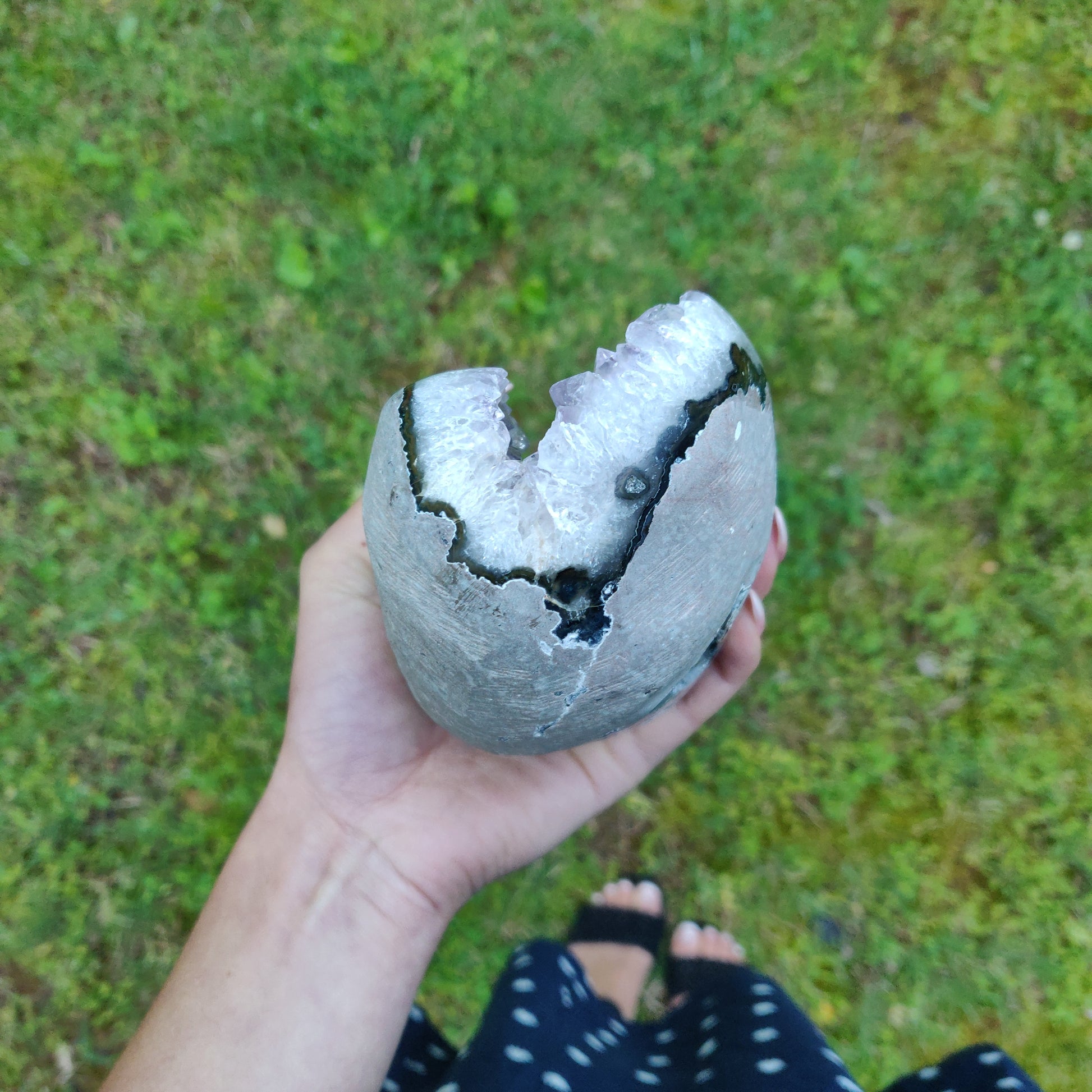 Amethyst Geode Free Form with Calcite Inclusions, Polished (#6) - Simply Affinity