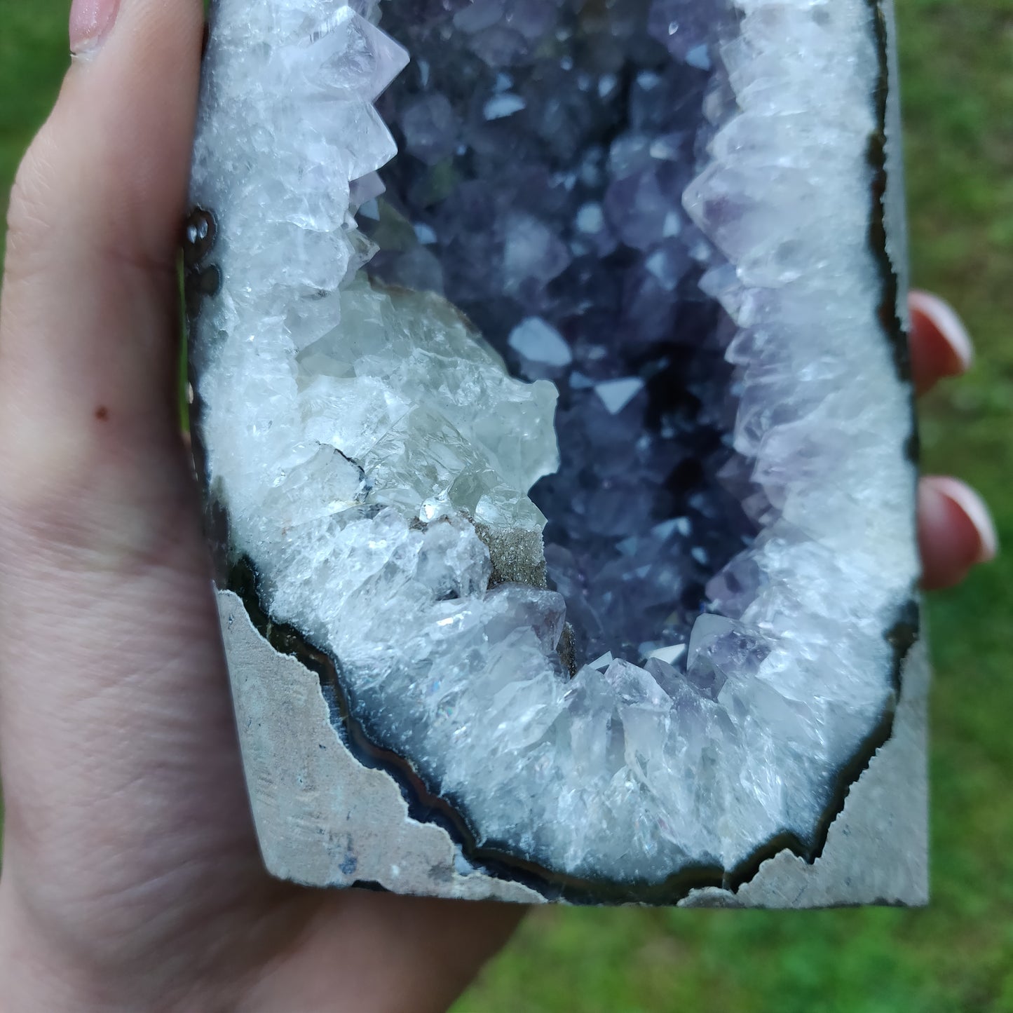 Amethyst Geode Free Form with Calcite Inclusions, Polished (#6) - Simply Affinity