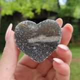 Black Amethyst Geode & Agate Heart (#20B)