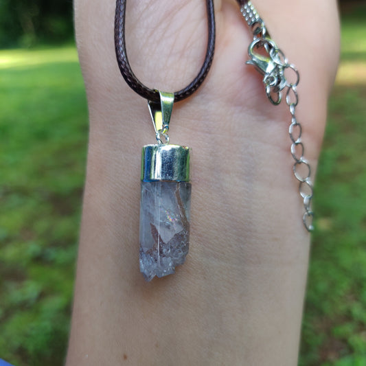 Quartz Cylinder Pendant with Rainbows includes a FREE Cotton Cord Necklace (#1) - Simply Affinity