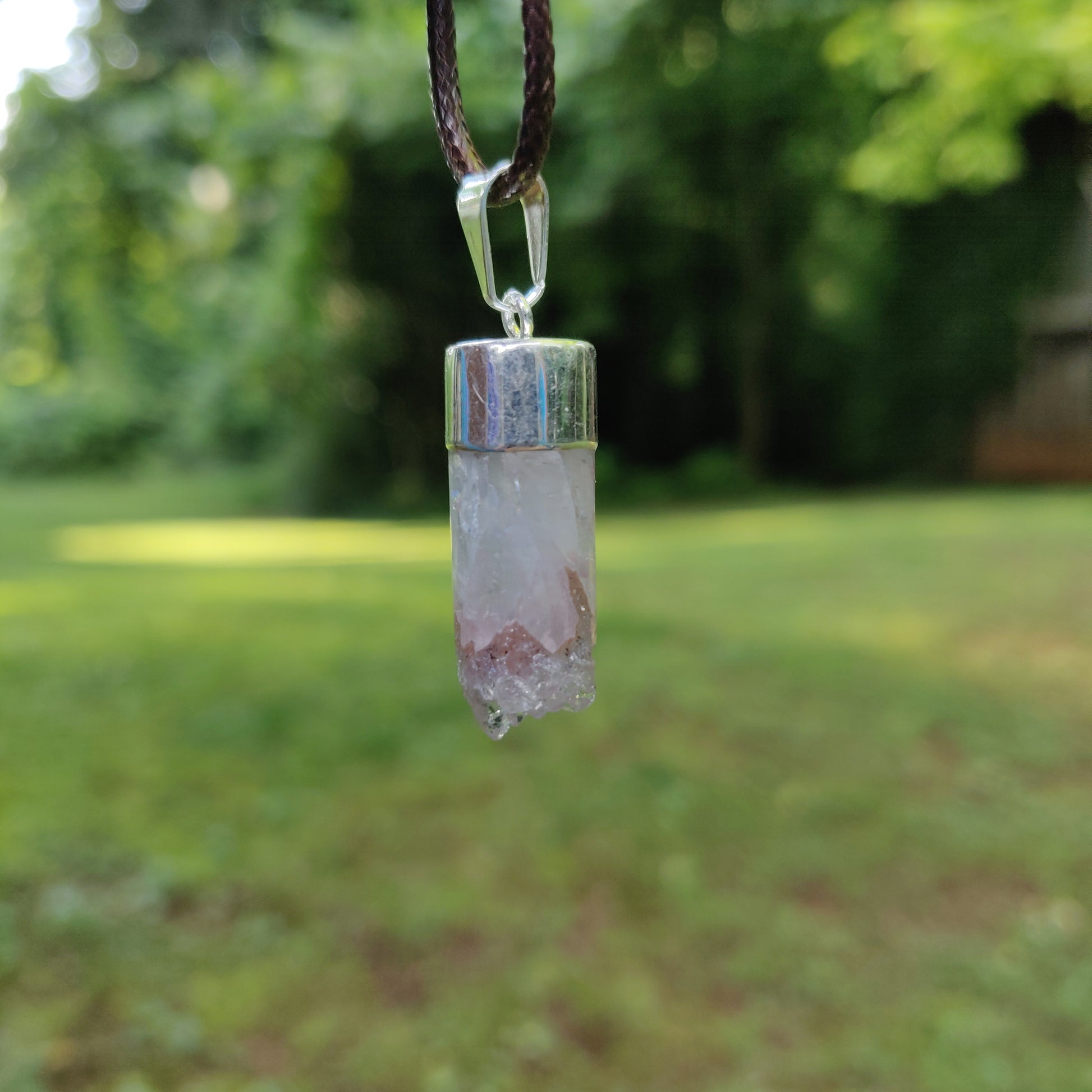 Quartz Cylinder Pendant with Rainbows includes a FREE Cotton Cord Necklace (#1) - Simply Affinity