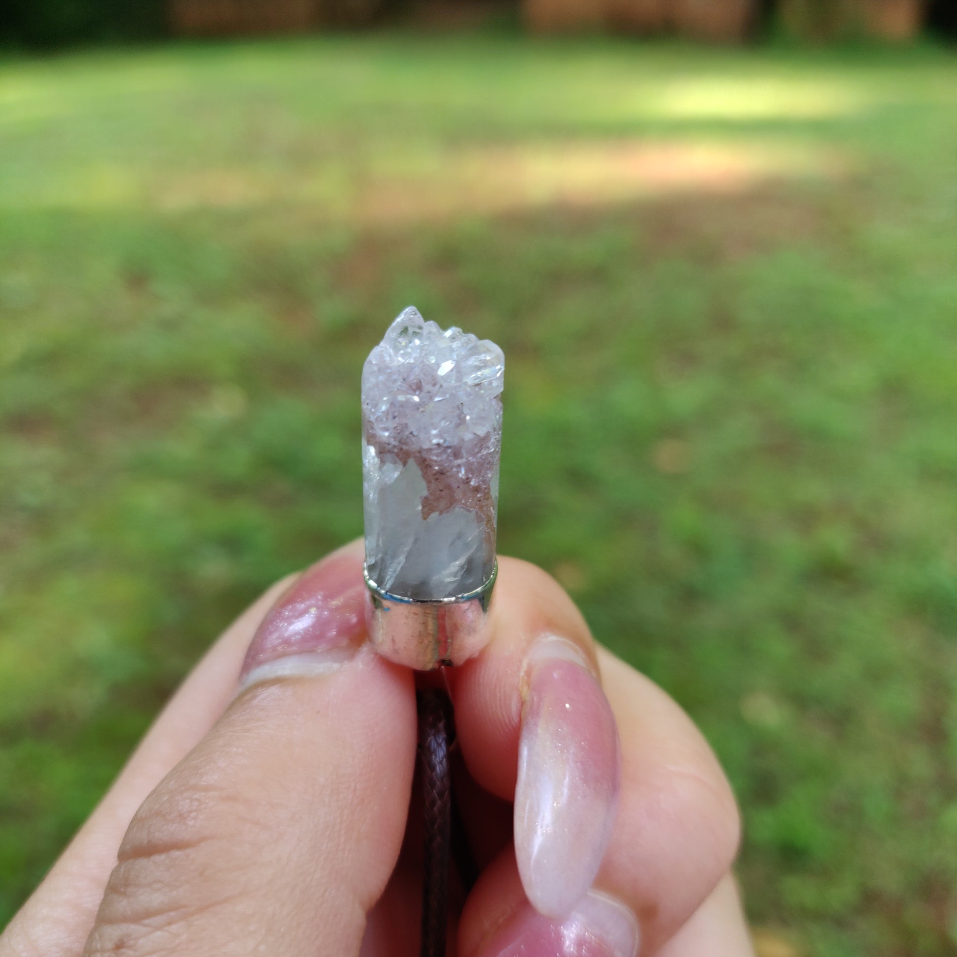 Quartz Cylinder Pendant with Rainbows includes a FREE Cotton Cord Necklace (#1) - Simply Affinity