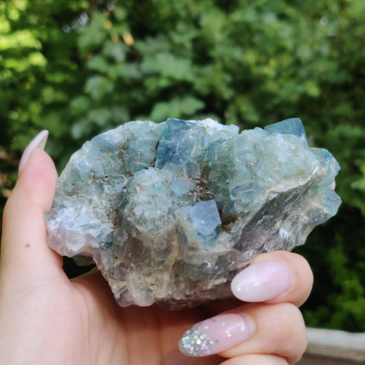 Raw Cubic Fluorite Cluster (#J6)