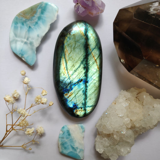 Labradorite Palm Stone (#E107)