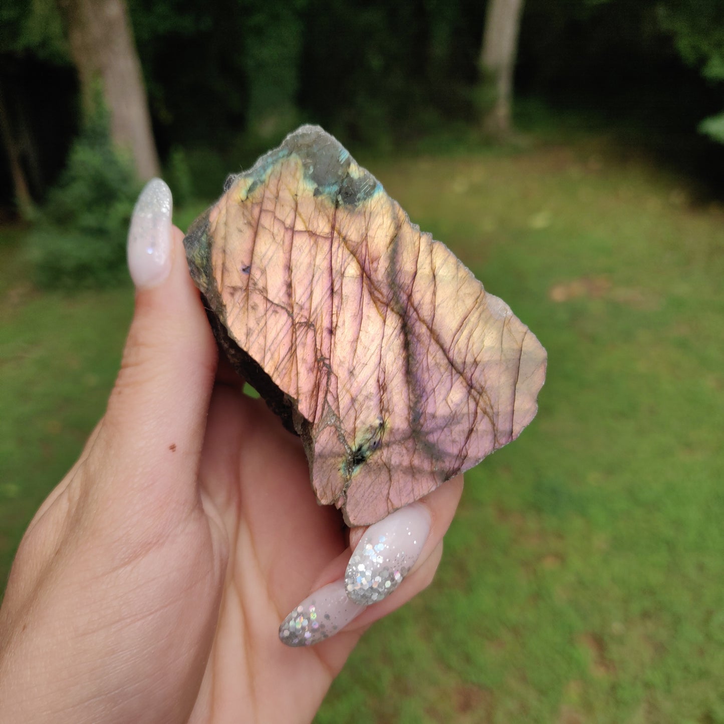 Pink & Gold Labradorite Slab (#J12)