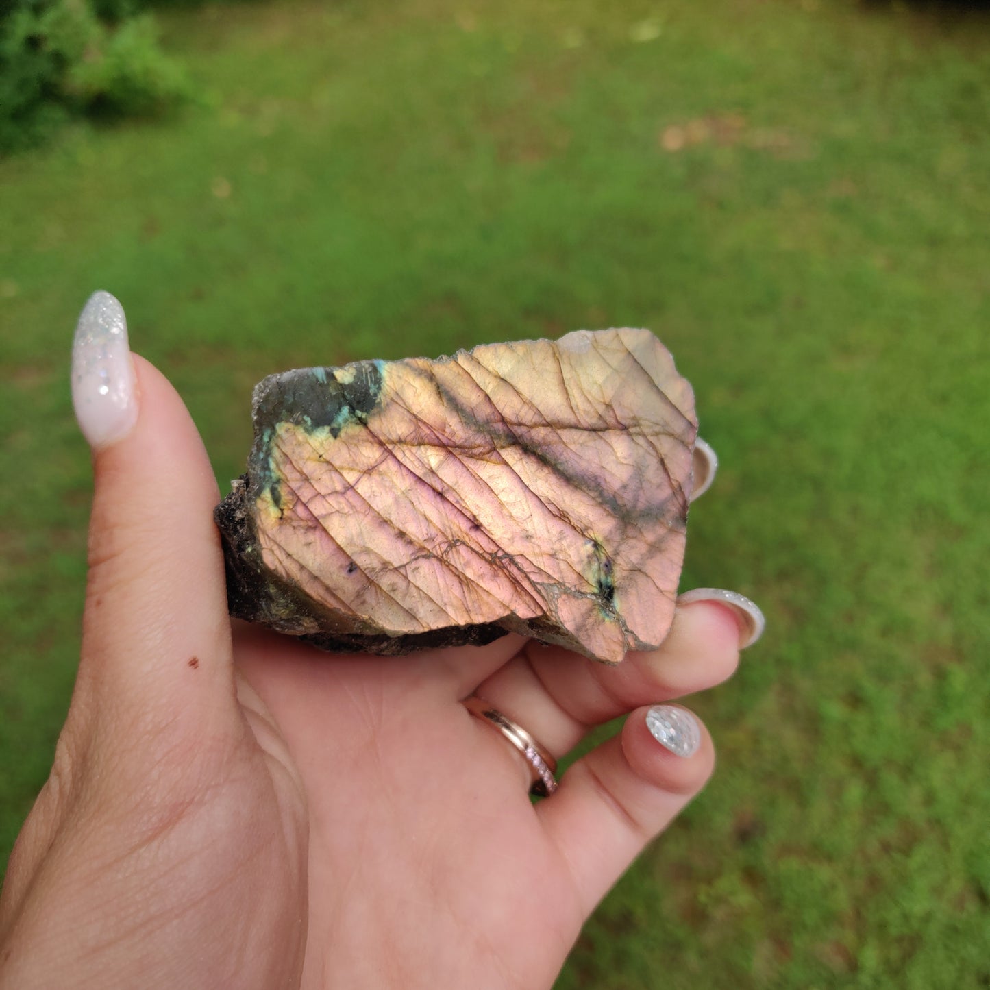 Pink & Gold Labradorite Slab (#J12)