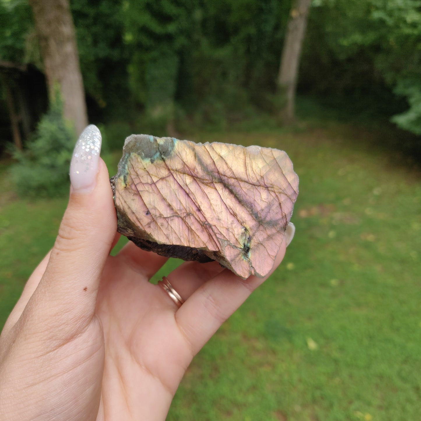 Pink & Gold Labradorite Slab (#J12)
