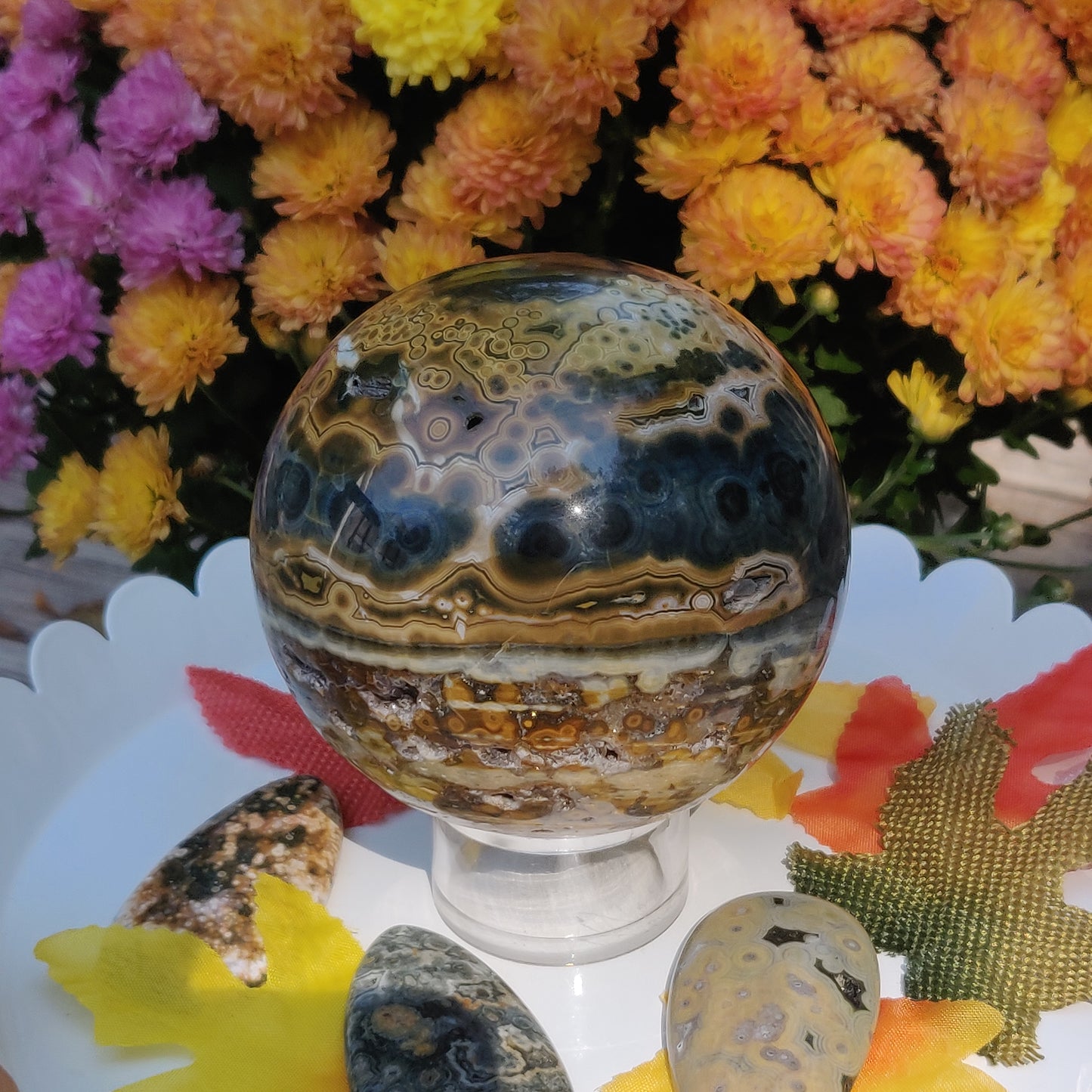 Large Ocean Jasper Sphere, High Quality Ocean Jasper Sphere (#A1)