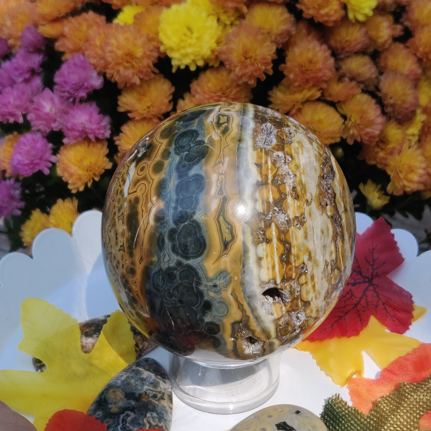 Large Ocean Jasper Sphere, High Quality Ocean Jasper Sphere (#A1)