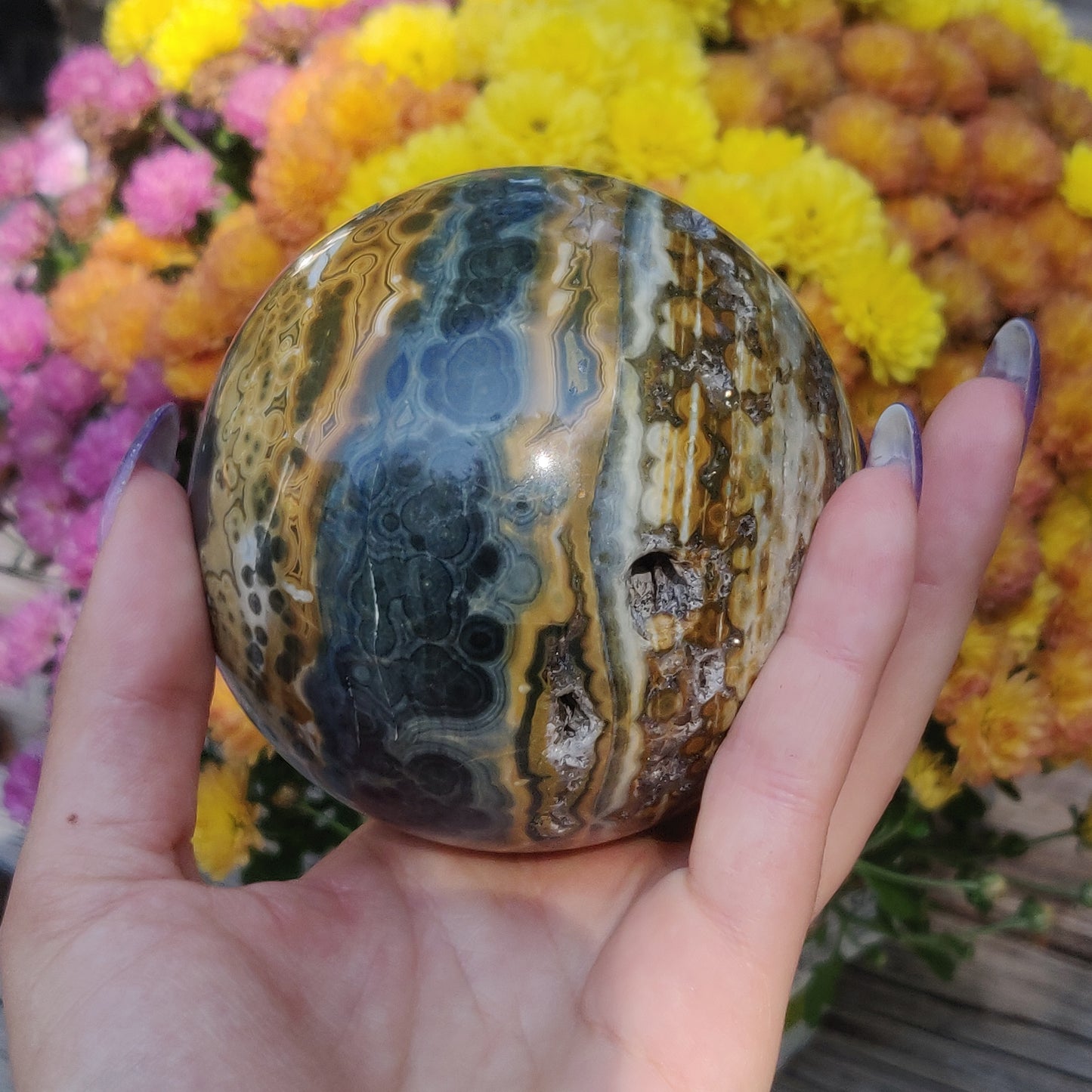 Large Ocean Jasper Sphere, High Quality Ocean Jasper Sphere (#A1)