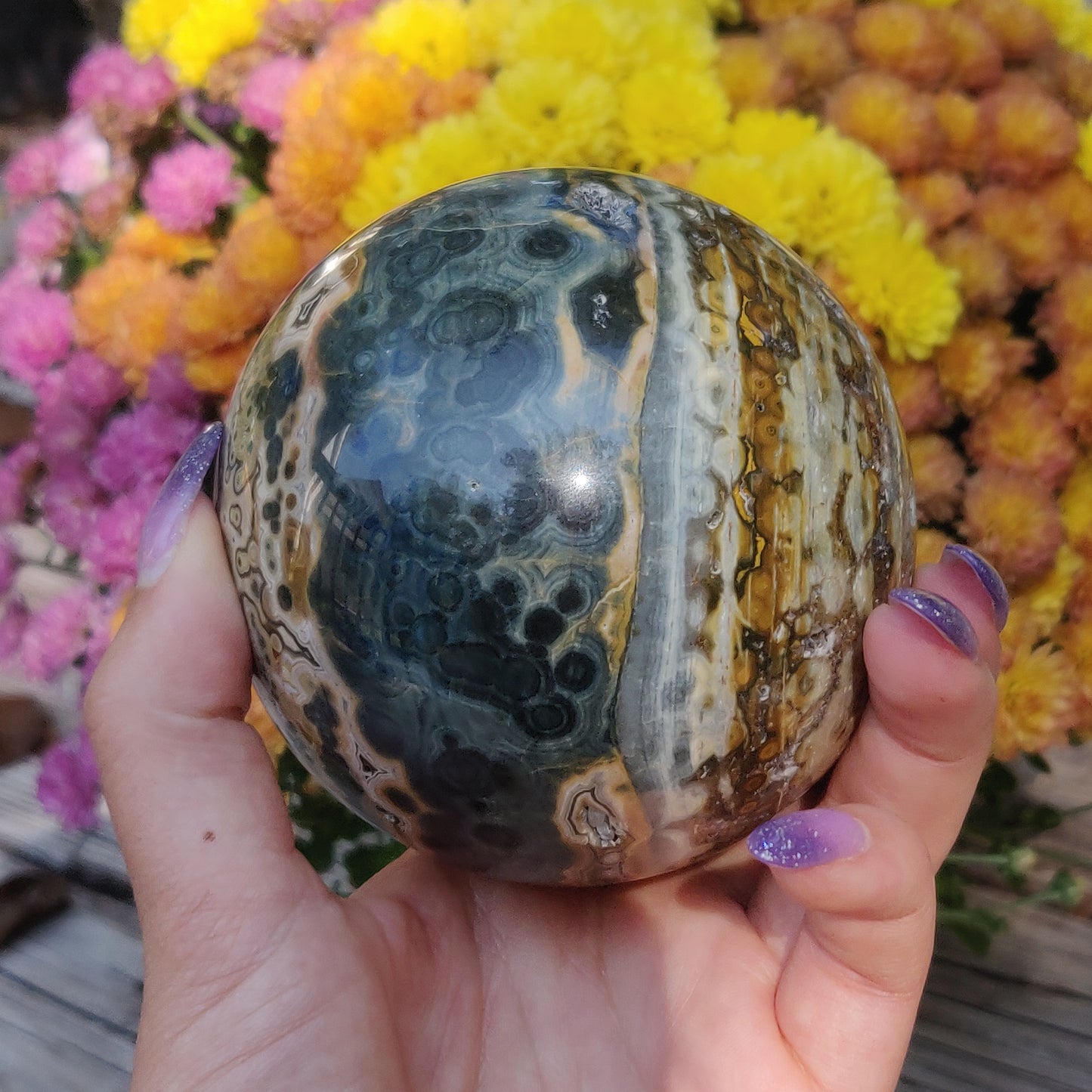 Large Ocean Jasper Sphere, High Quality Ocean Jasper Sphere (#A1)
