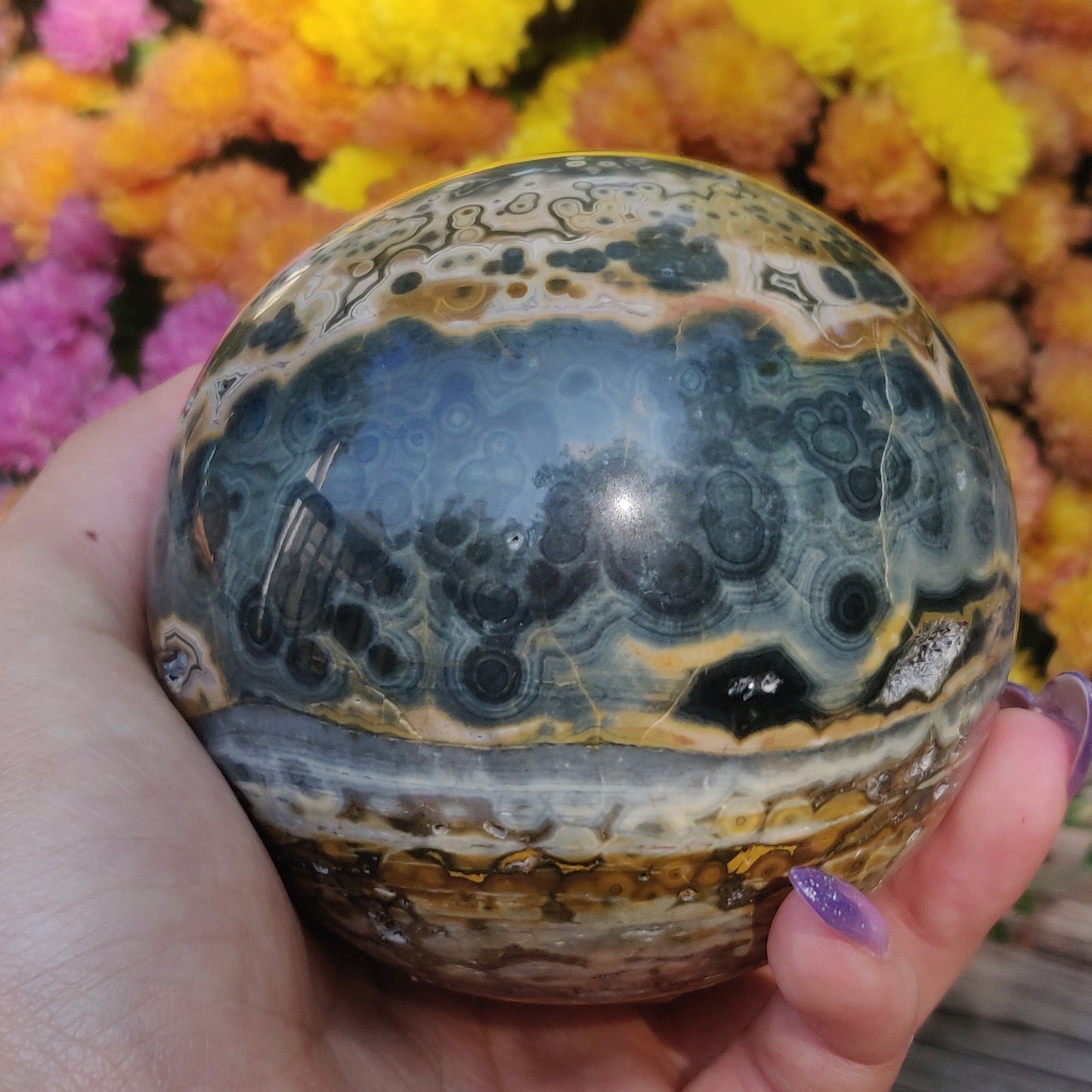 Large Ocean Jasper Sphere, High Quality Ocean Jasper Sphere (#A1)