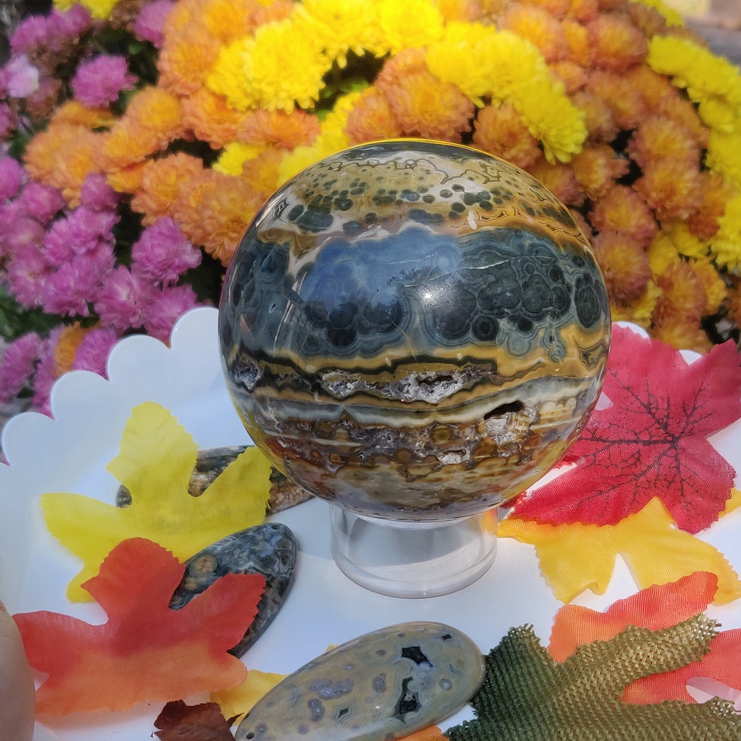 Large Ocean Jasper Sphere, High Quality Ocean Jasper Sphere (#A1)