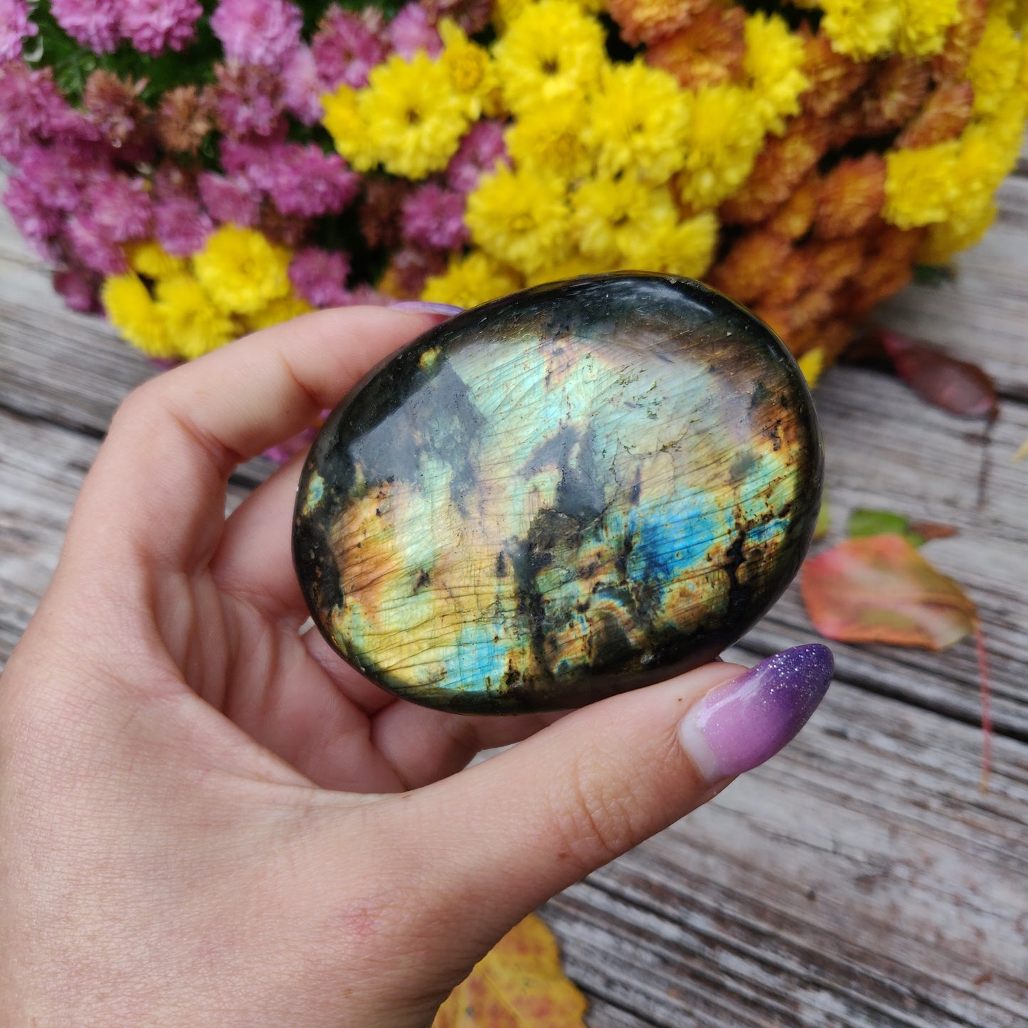 Labradorite Palm Stone (#A16)