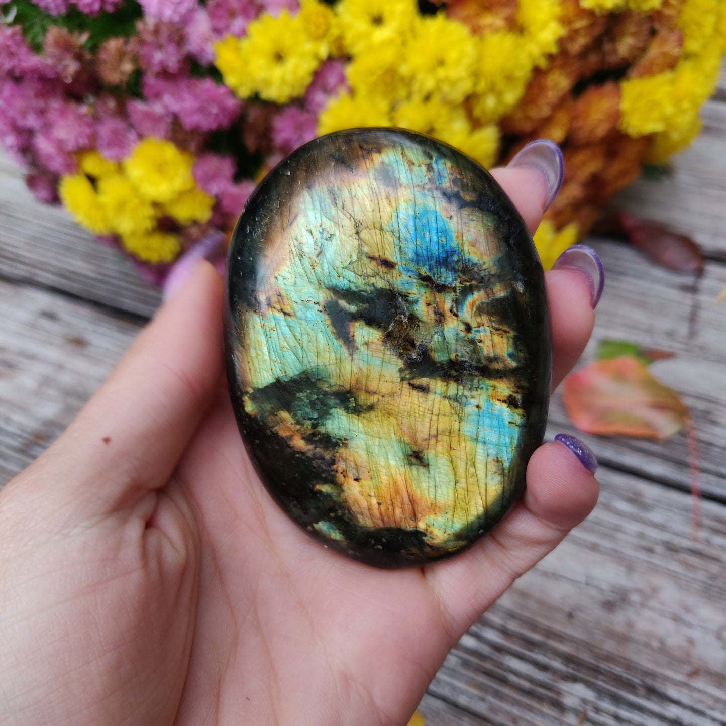 Labradorite Palm Stone (#A16)