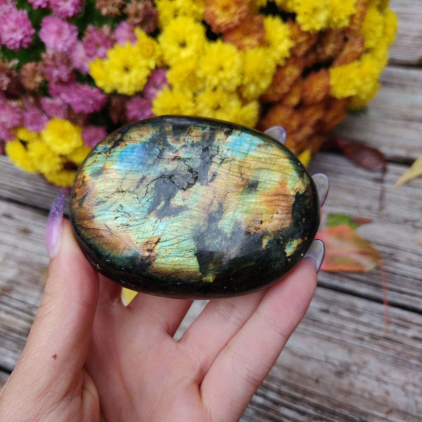 Labradorite Palm Stone (#A16)
