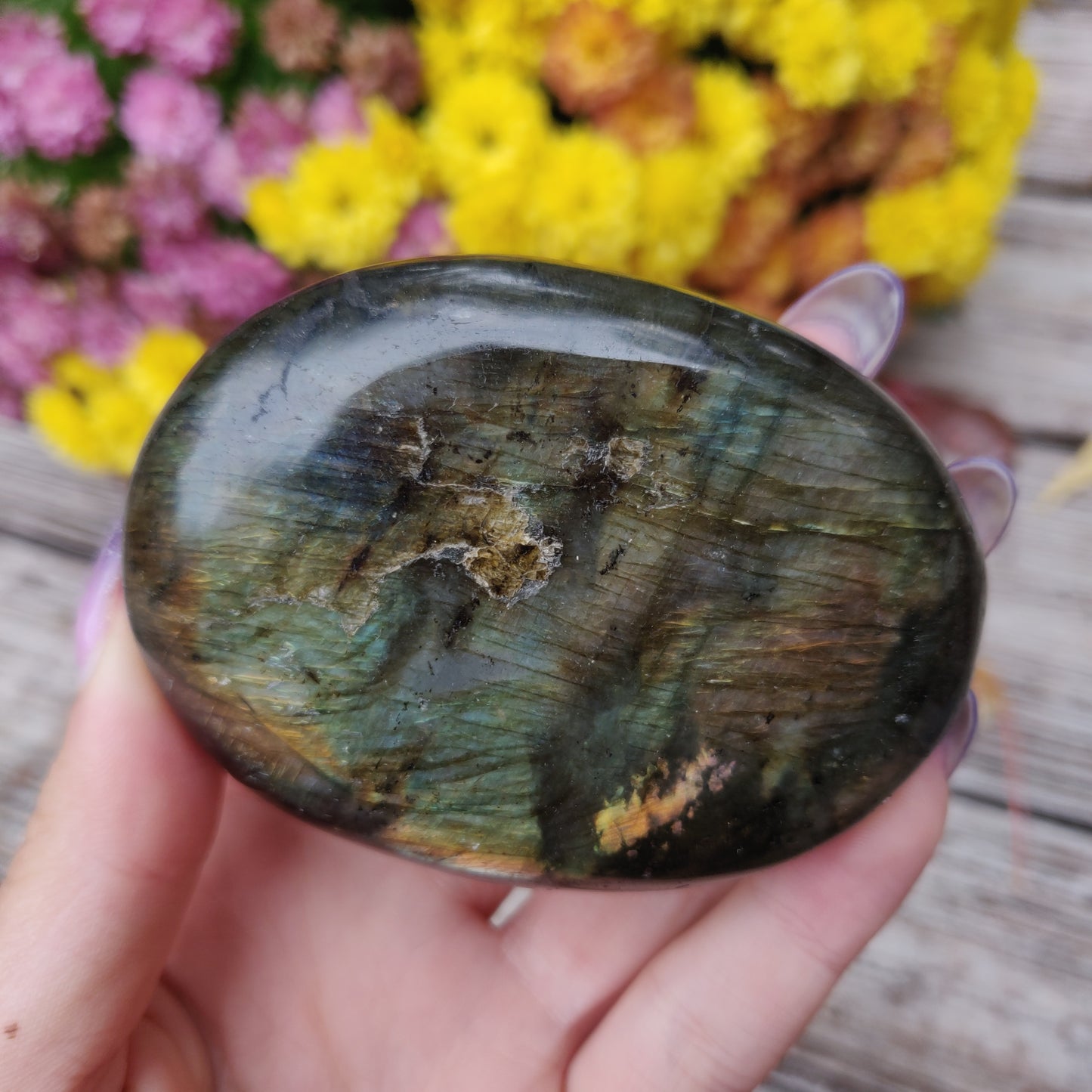 Labradorite Palm Stone (#A16)