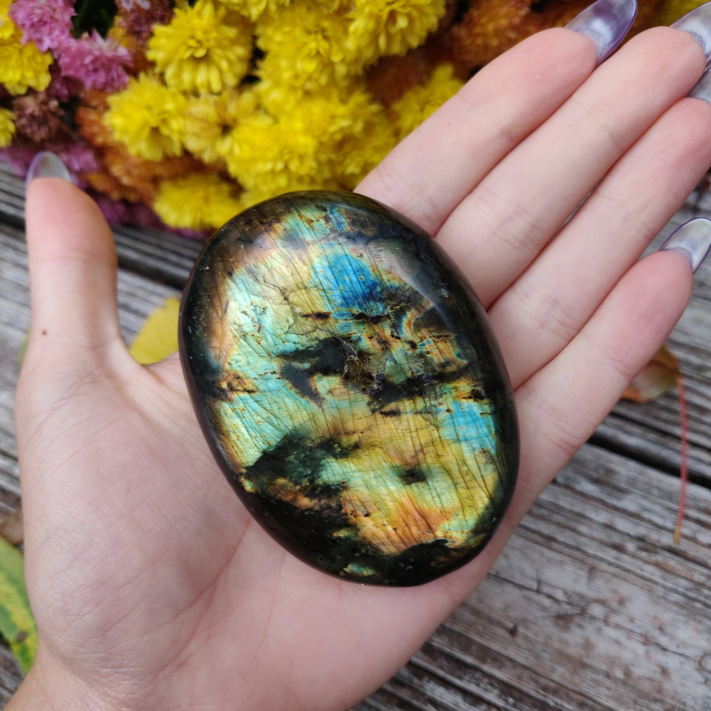 Labradorite Palm Stone (#A16)