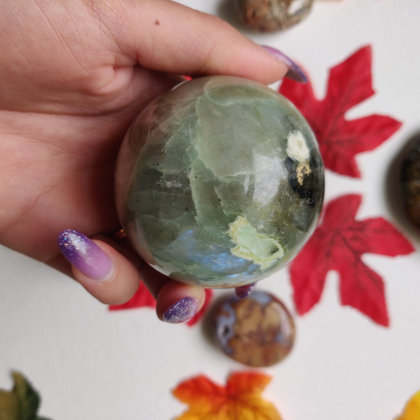 BLUE FLASH Garnierite Sphere (#A1)