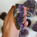 Grape Jelly Amethyst Geode Heart with Calcite (#G6)