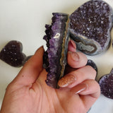 Grape Jelly Amethyst Geode Heart with Calcite (#G6)