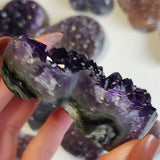 Grape Jelly Amethyst Geode Heart with Calcite (#G7)