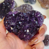 Grape Jelly Amethyst Geode Heart with Calcite (#G7)