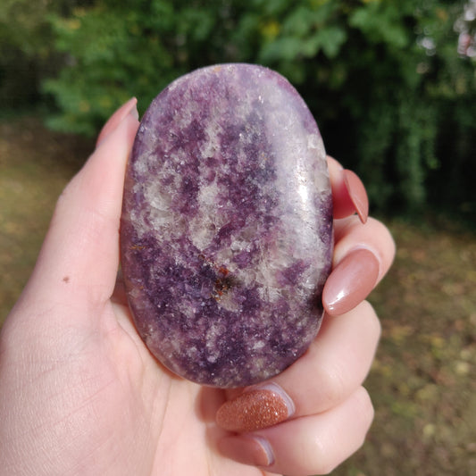 Lepidolite Palm Stone (#7)