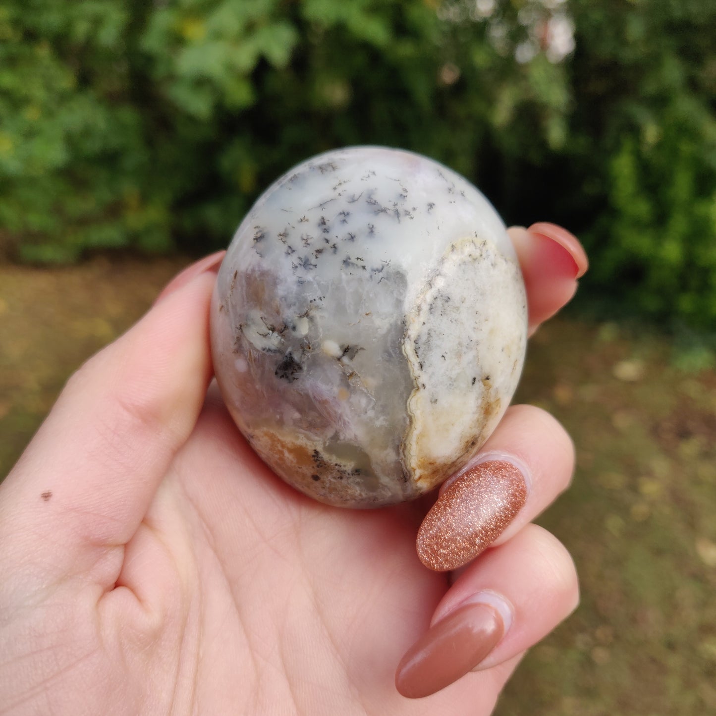 Purple Dendritic Opal  Palm Stone (#6)