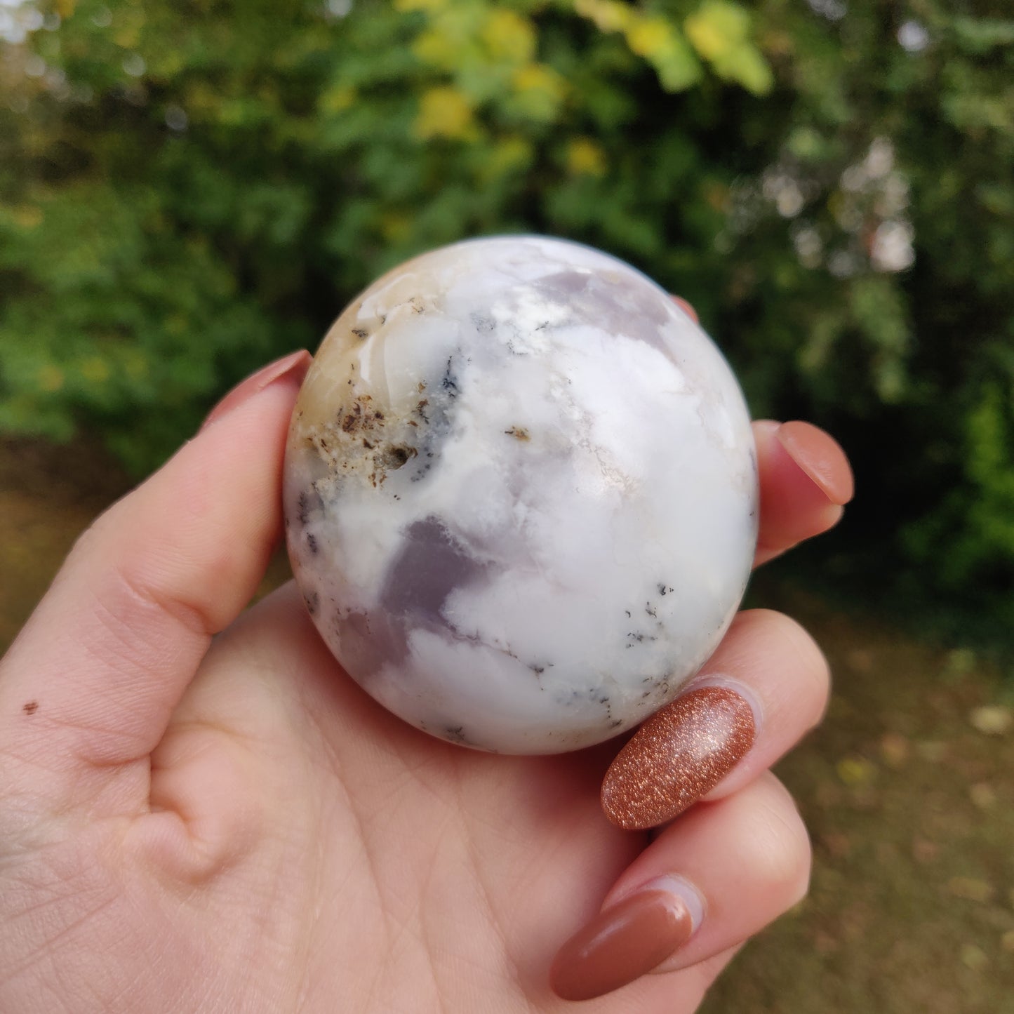 Purple Dendritic Opal  Palm Stone (#8)