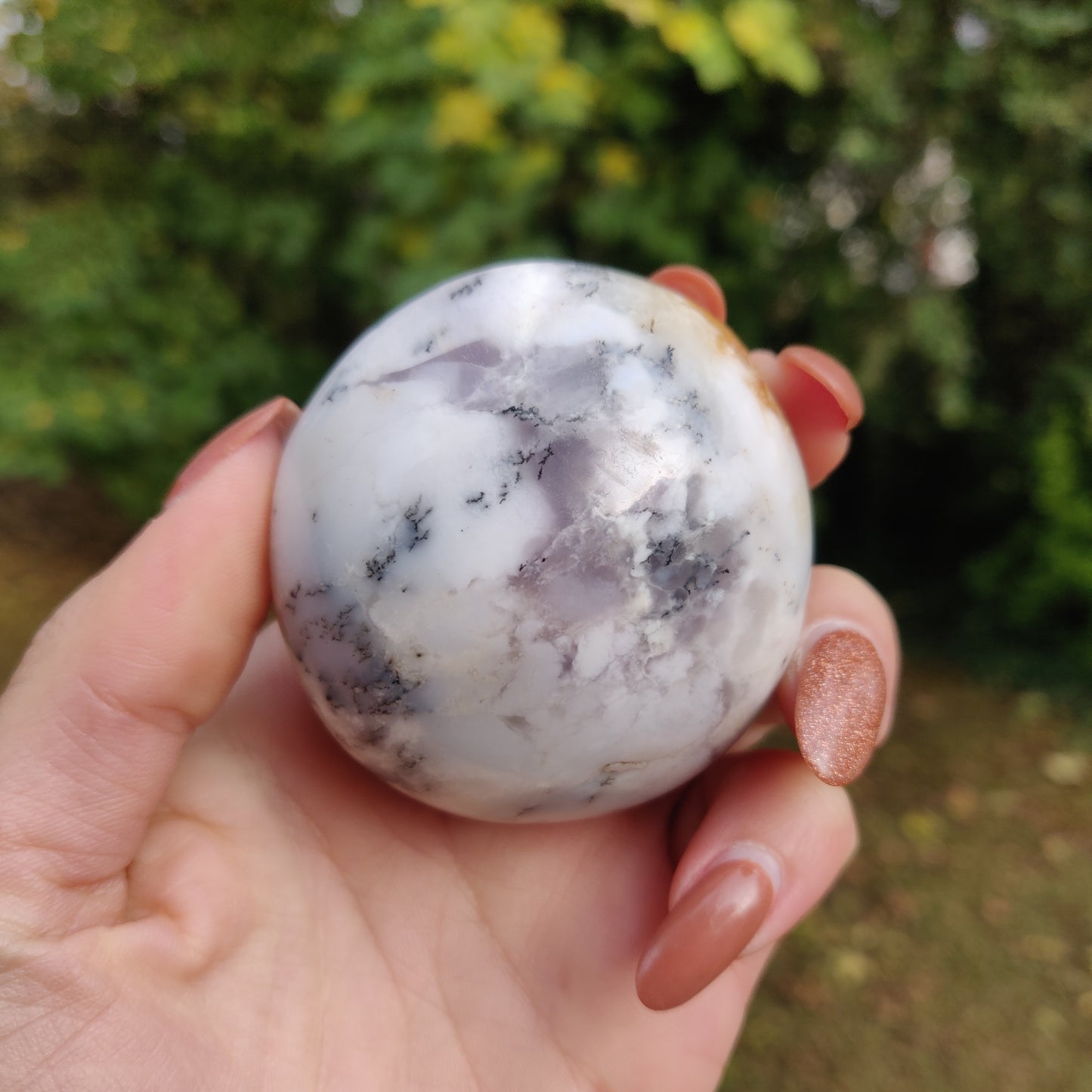 Purple Dendritic Opal  Palm Stone (#8)