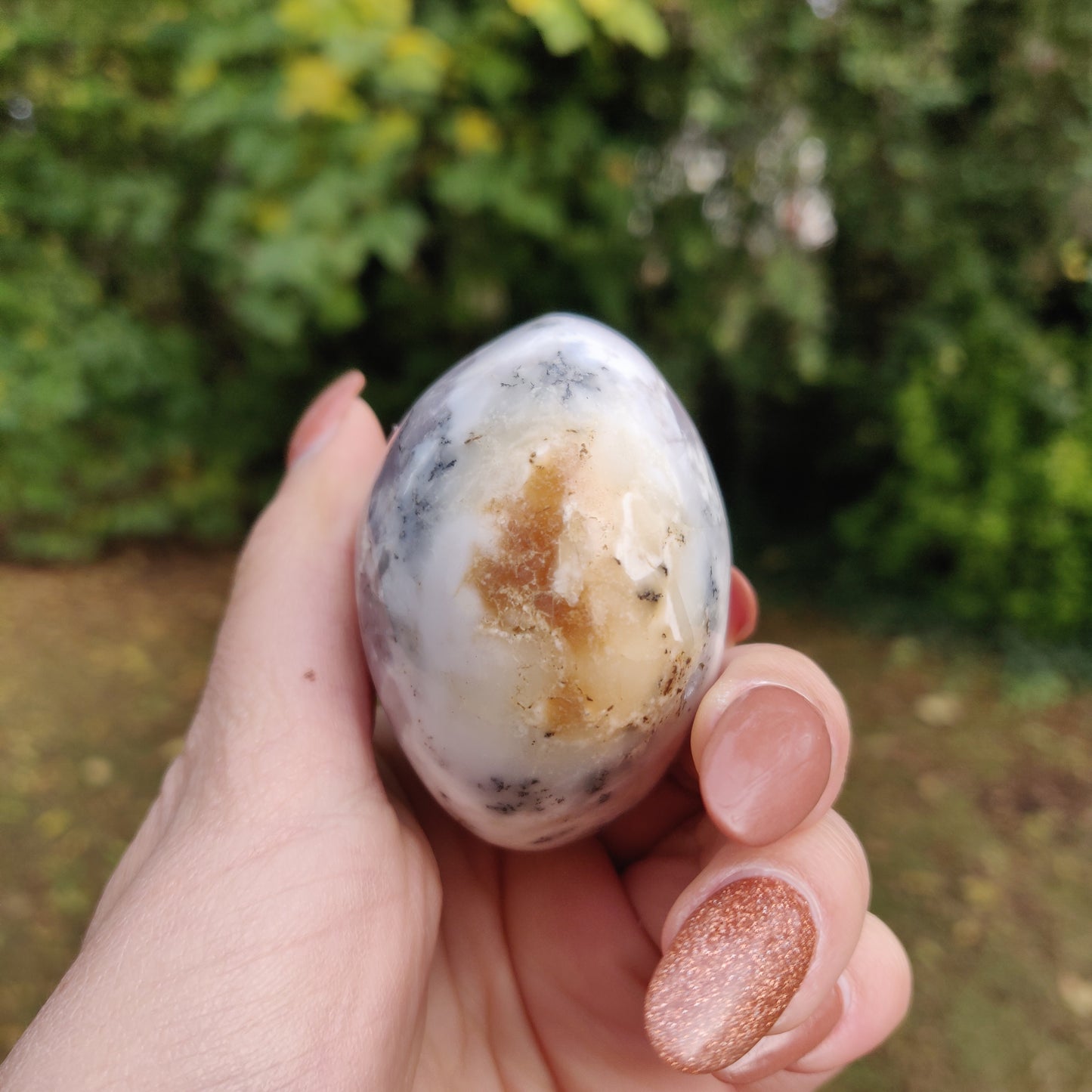 Purple Dendritic Opal  Palm Stone (#8)