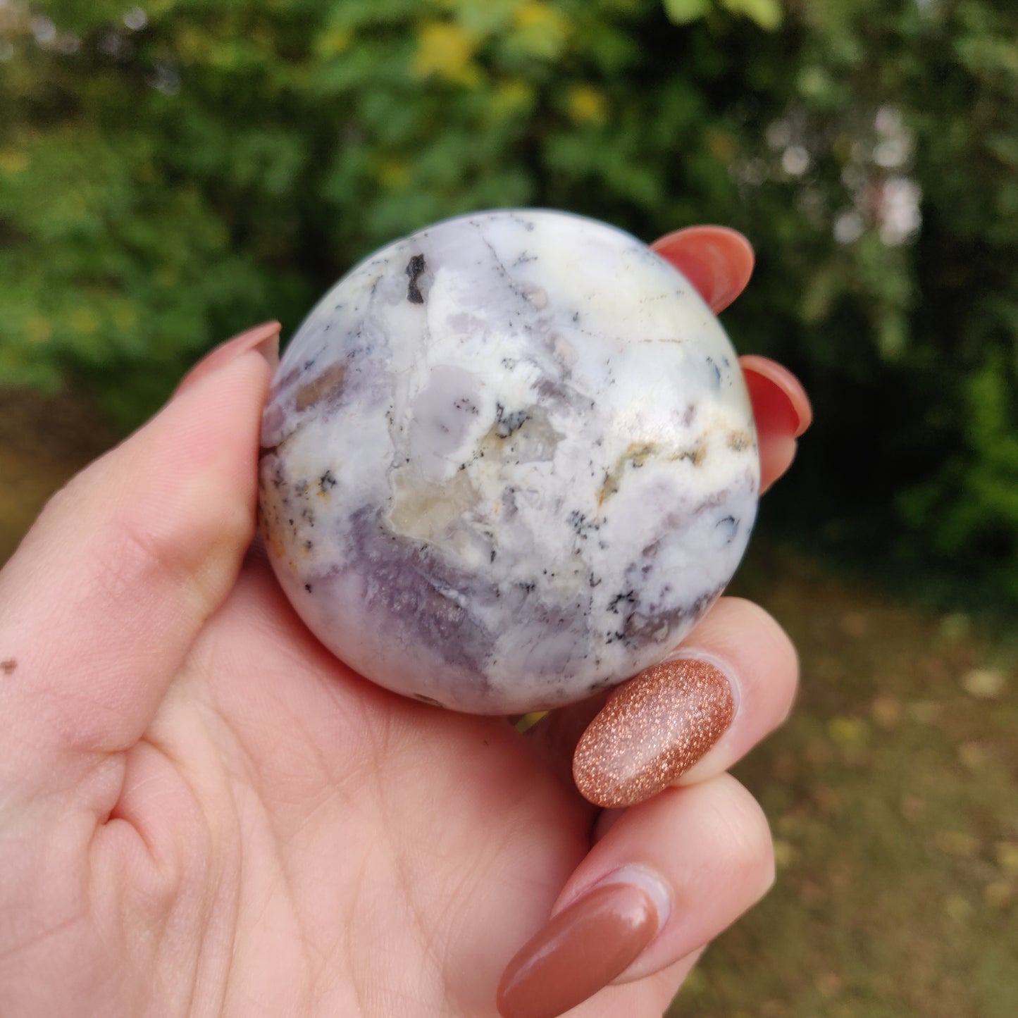 Purple Dendritic Opal  Palm Stone (#16)