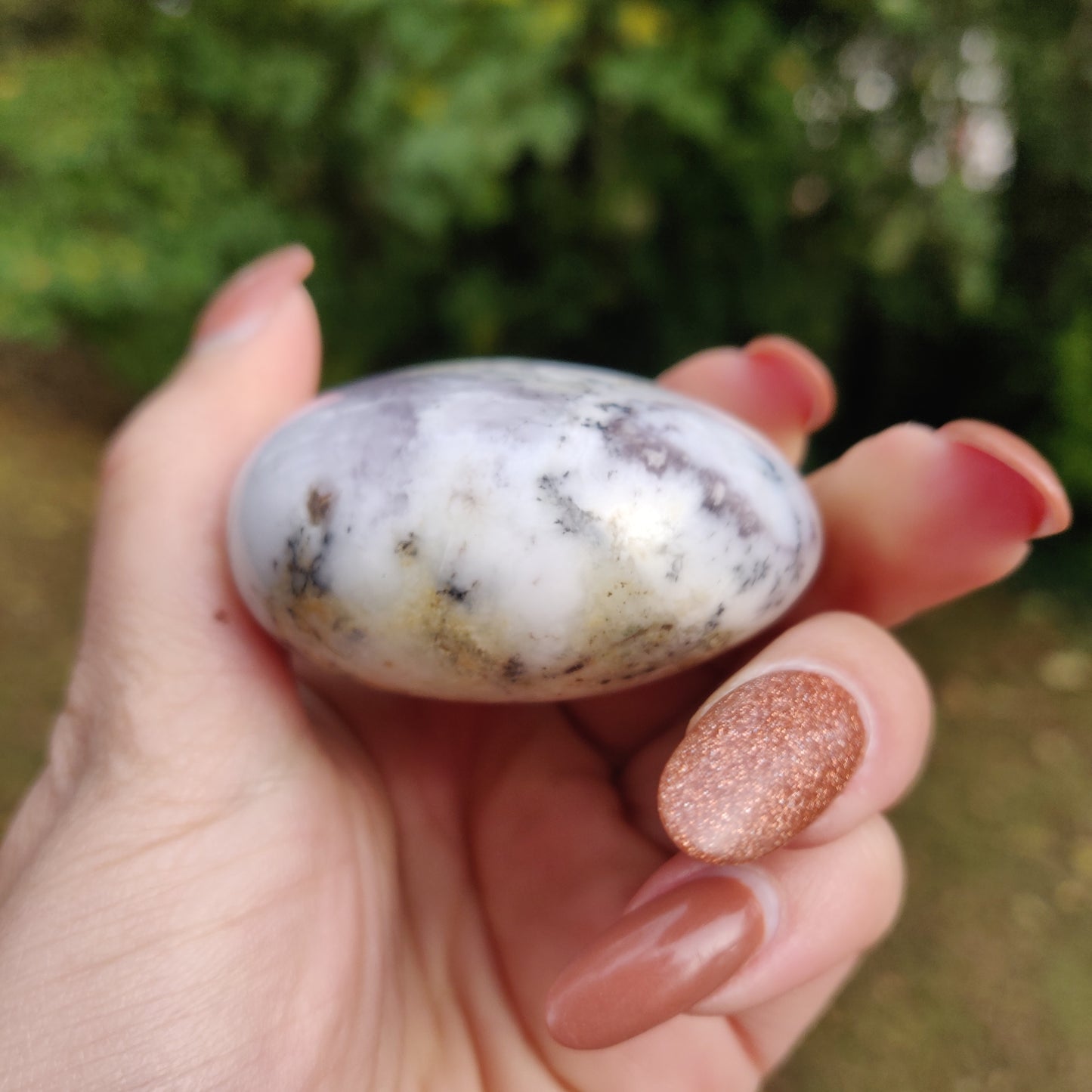 Purple Dendritic Opal  Palm Stone (#16)