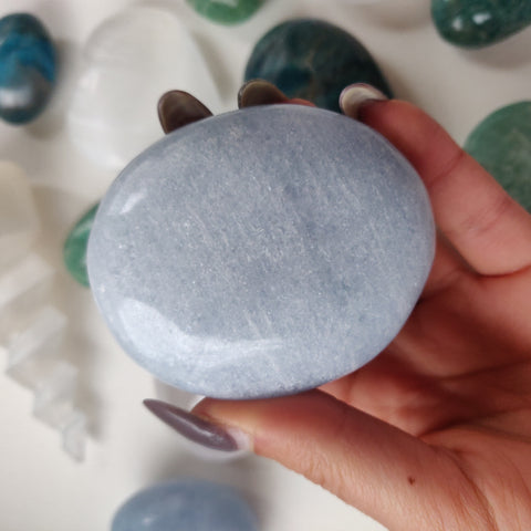 Blue Calcite Palm Stone (#3)