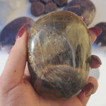 Black Moonstone Palm Stone, Flashy Black Moonstone (#3)