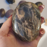 Black Moonstone Palm Stone, Flashy Black Moonstone (#4)