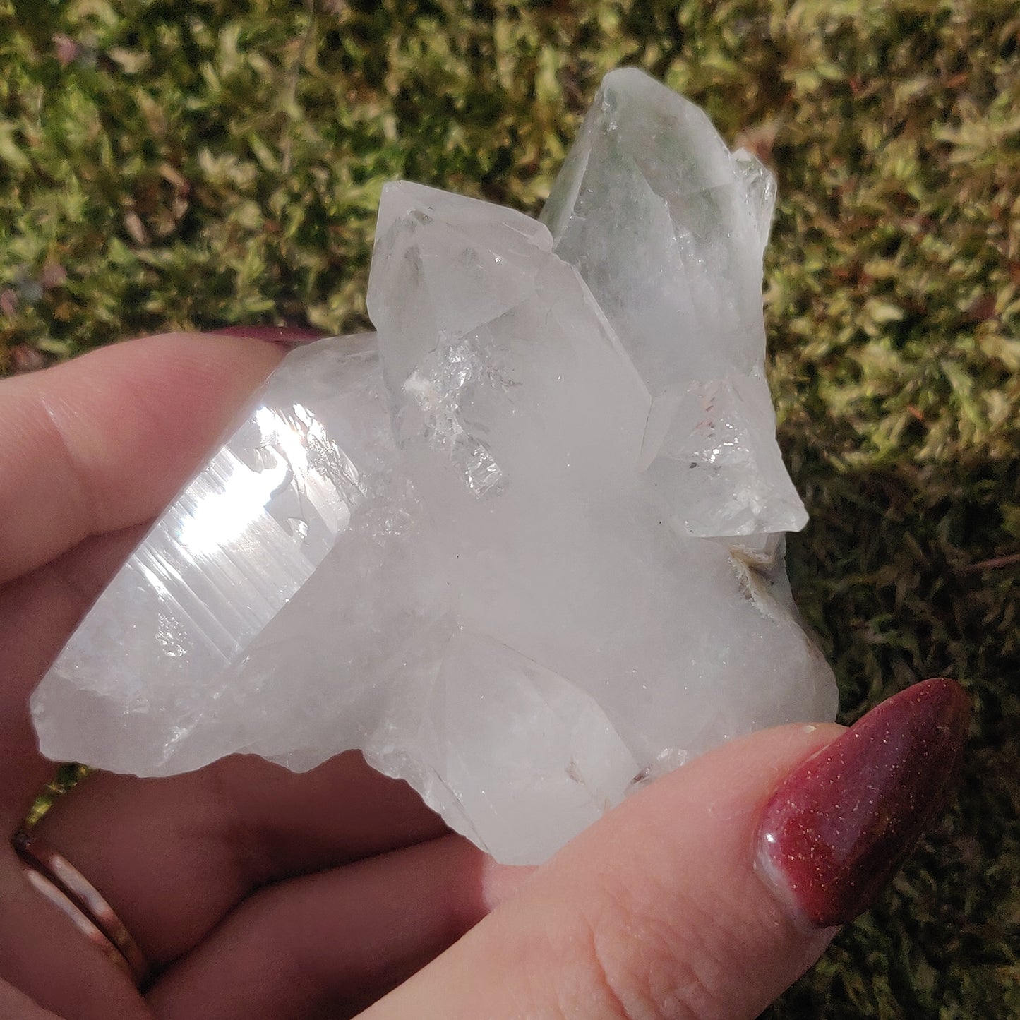Raw Clear Quartz Cluster with Green Chlorite Inclusions  (#A2)