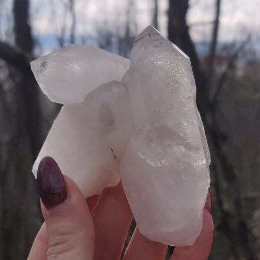 Raw Clear Quartz Cluster with Green Chlorite Inclusions  (#A1)