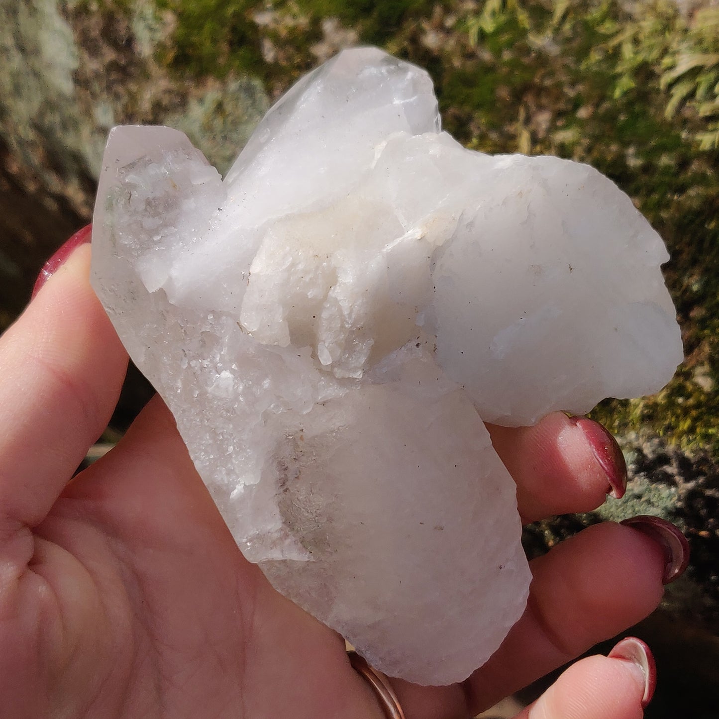 Raw Clear Quartz Cluster with Green Chlorite Inclusions  (#A1)