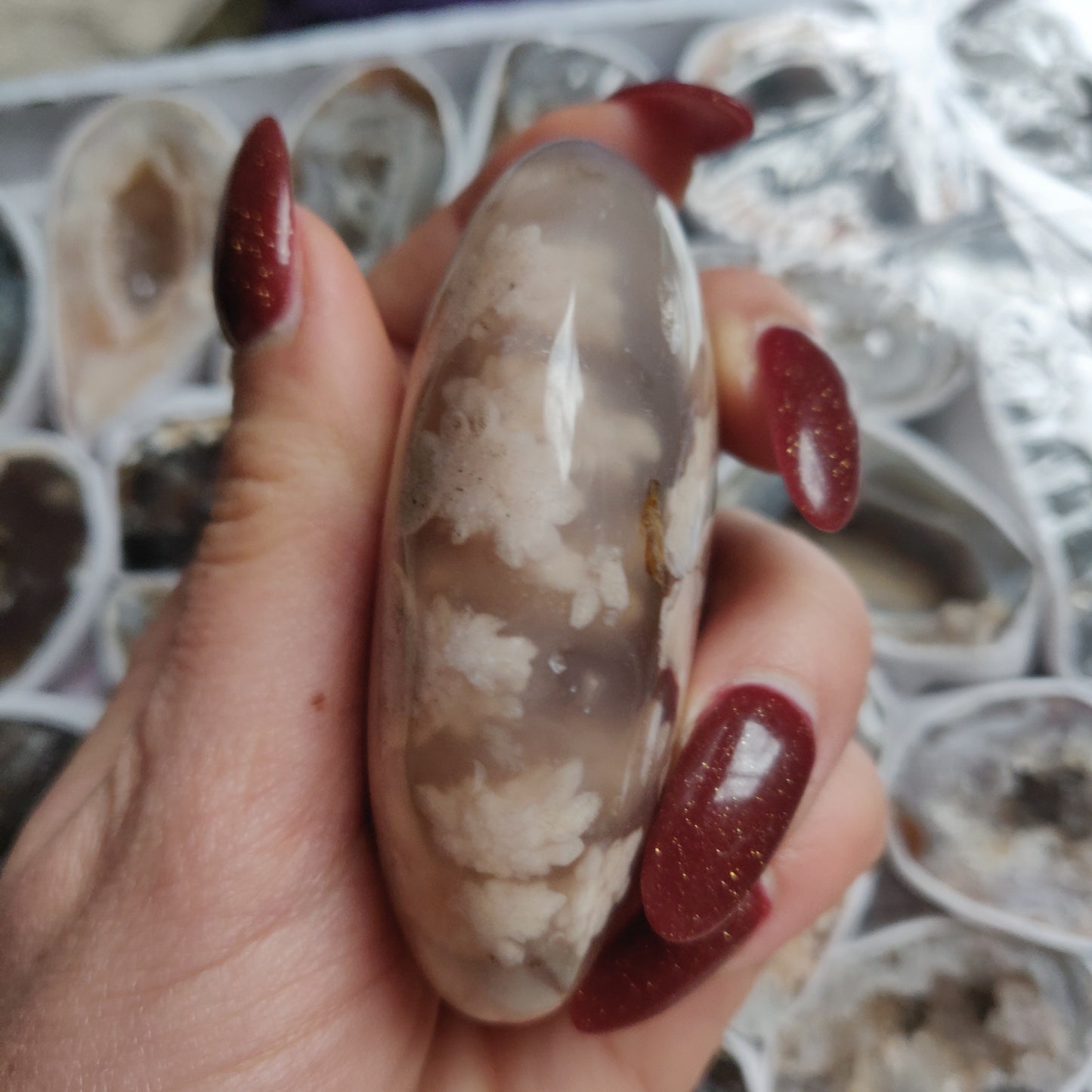 Flower Agate Palm Stone (#30)