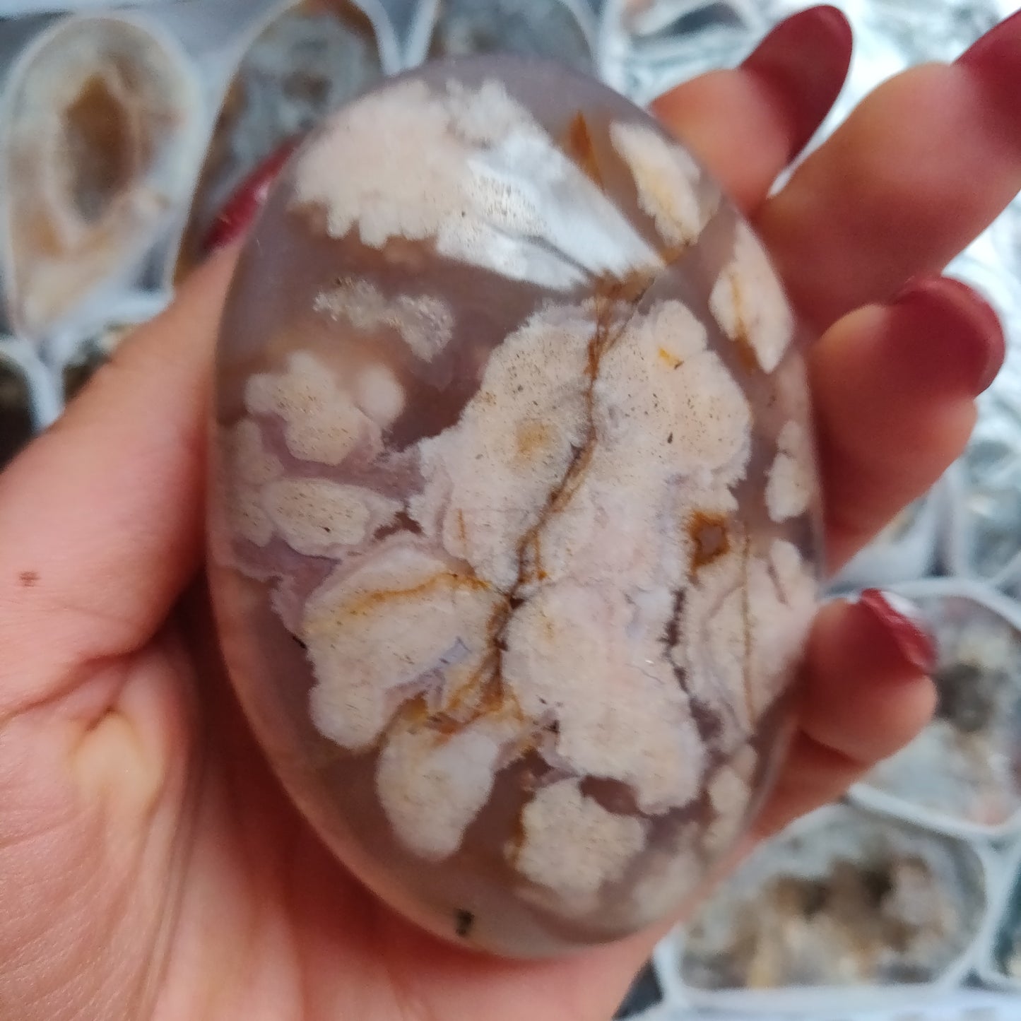 Flower Agate Palm Stone (#30)