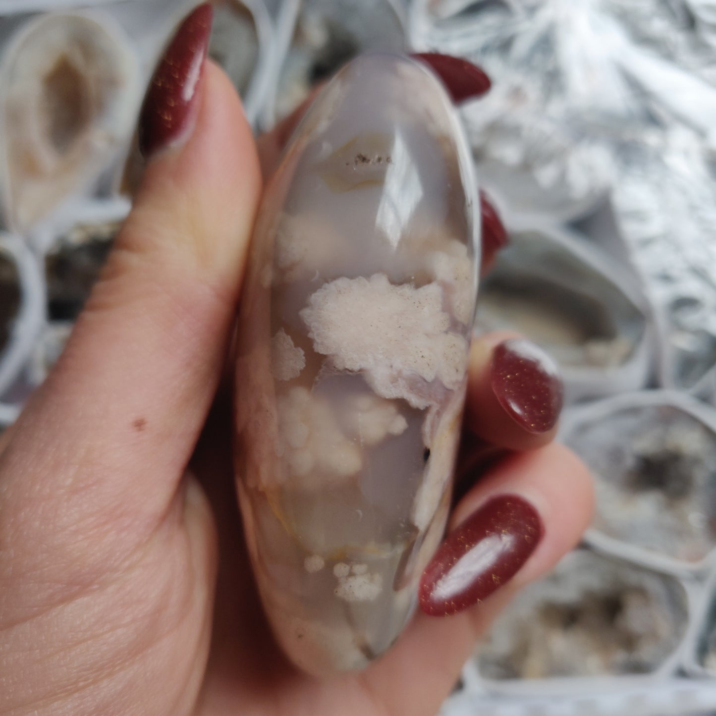 Flower Agate Palm Stone (#30)