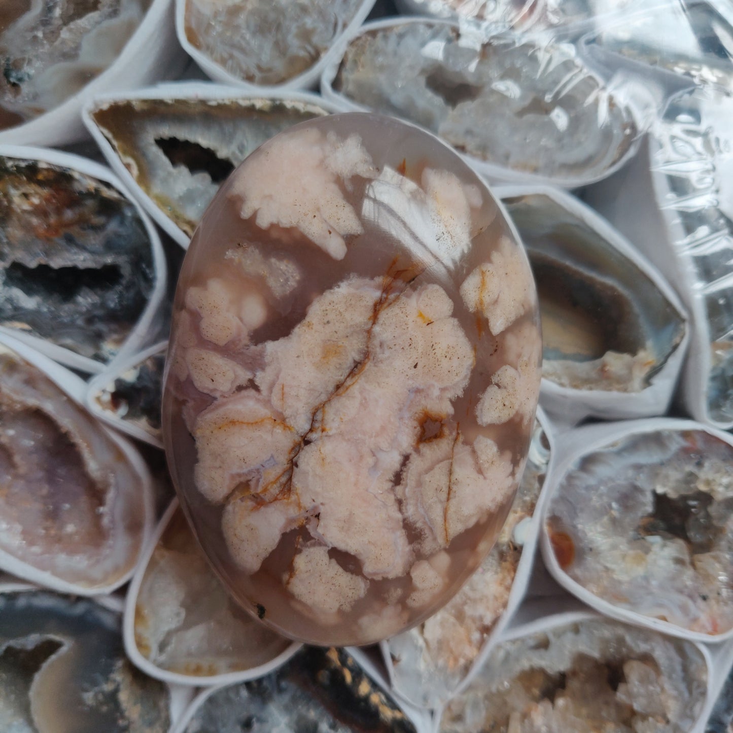 Flower Agate Palm Stone (#30)