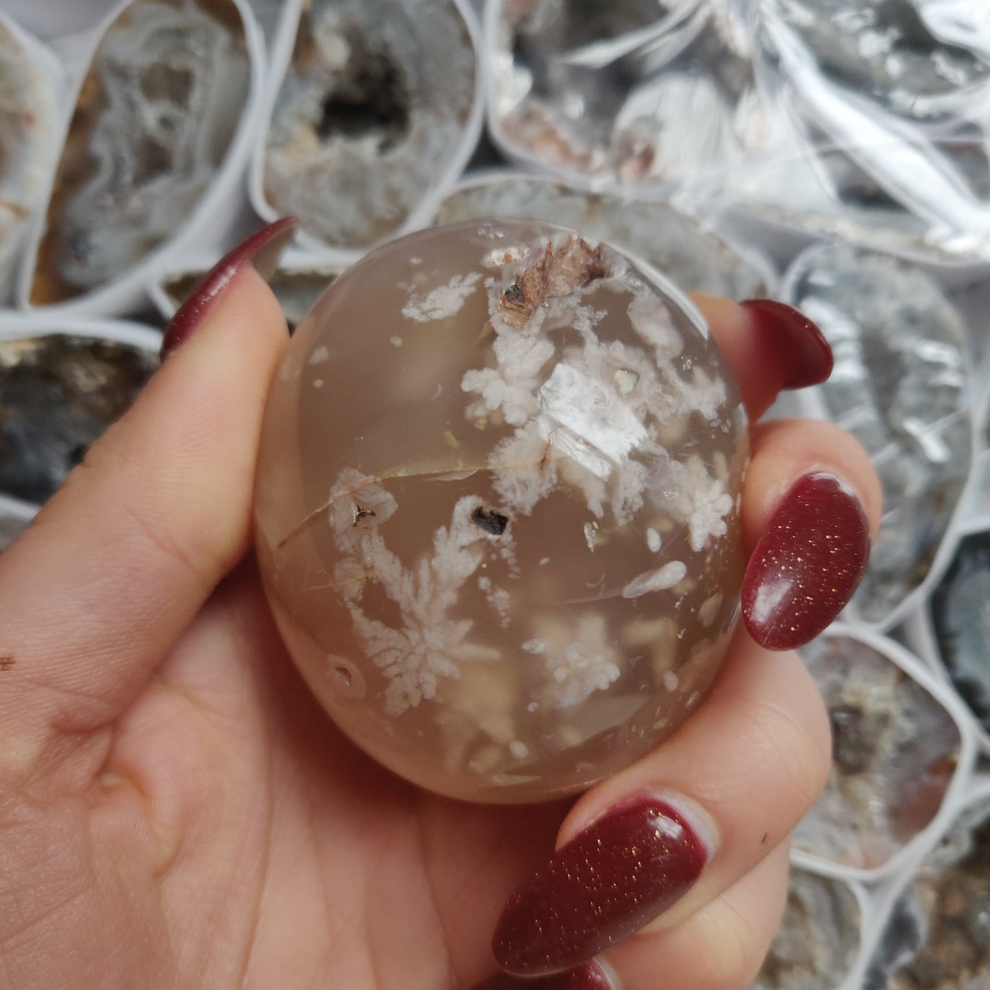 Flower Agate Palm Stone (#31)