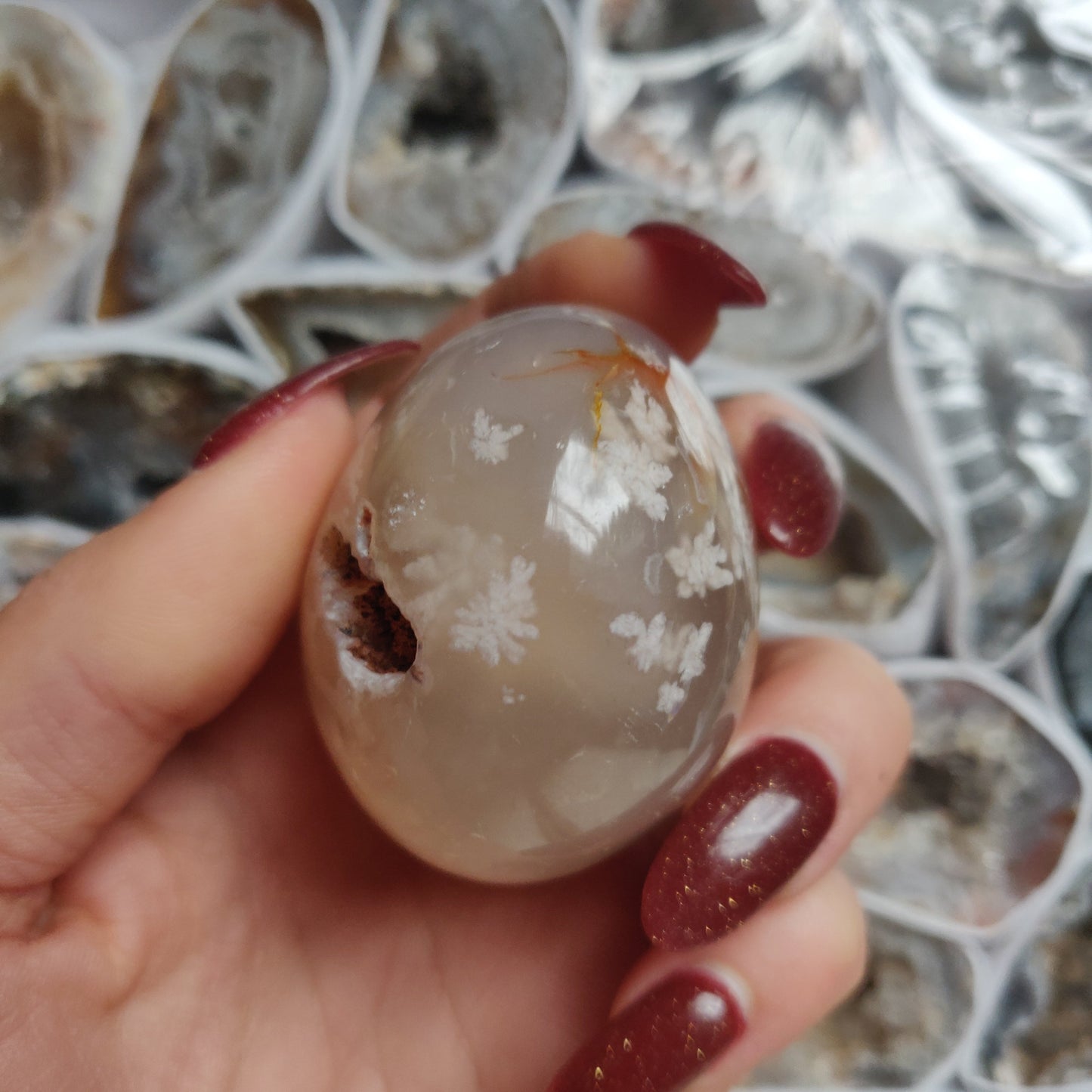 Flower Agate Palm Stone (#31)