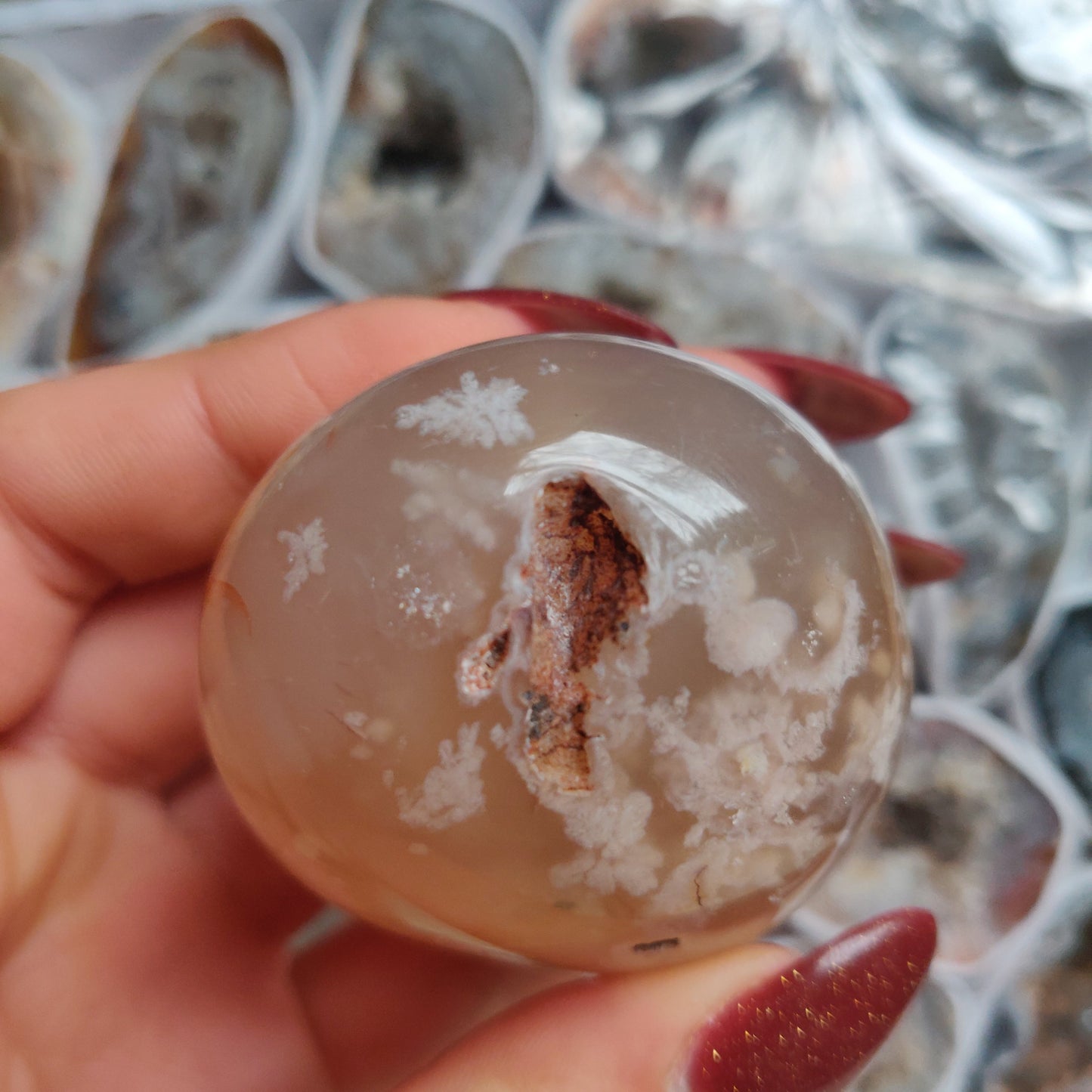 Flower Agate Palm Stone (#31)
