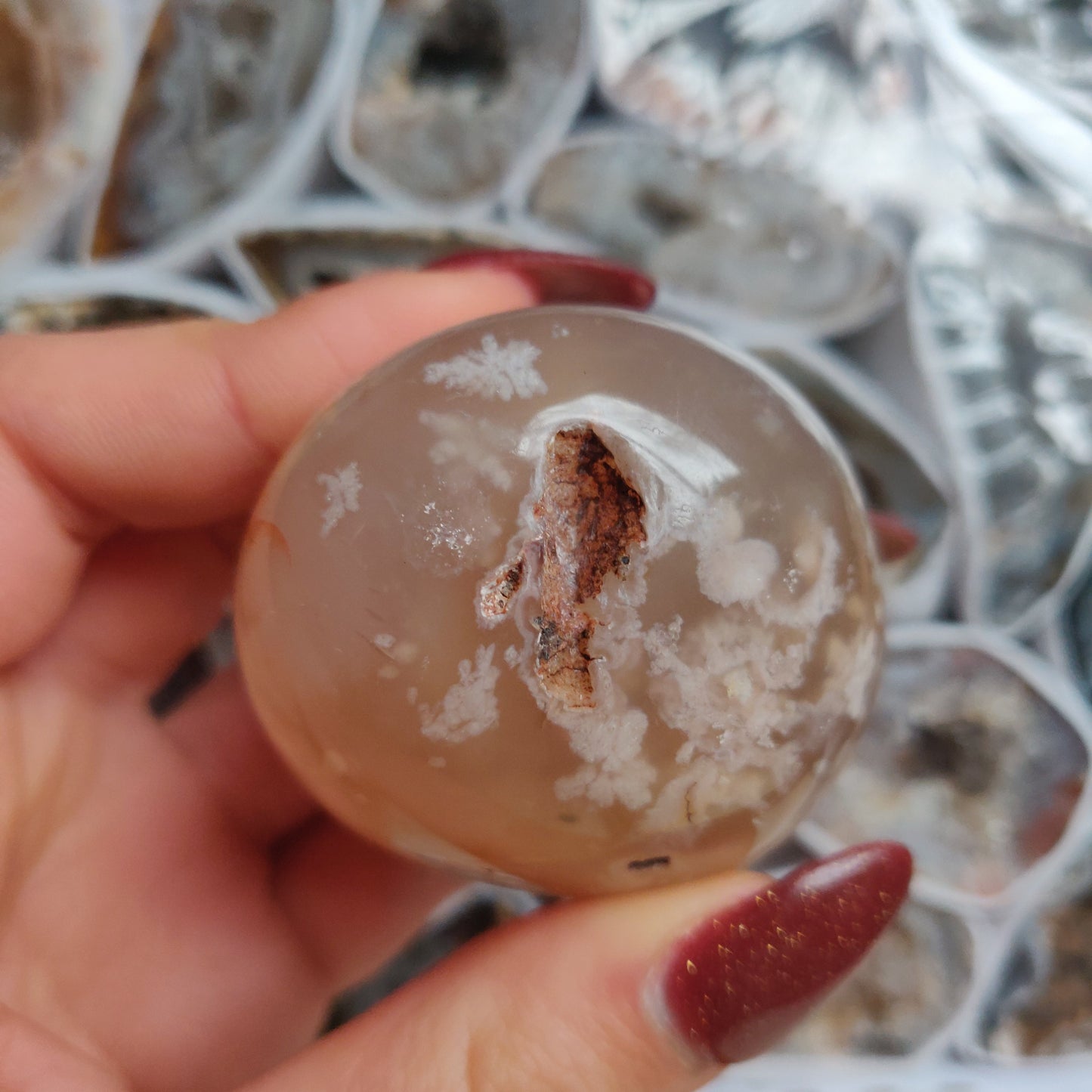 Flower Agate Palm Stone (#31)